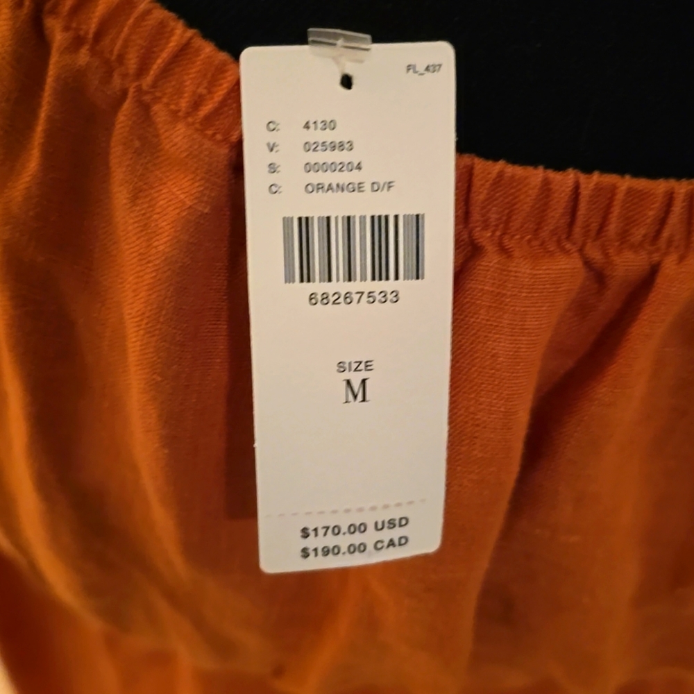 BRAND NEW ANTHRO Cloth & Stone Linen Cross-Halter Maxi Dress Medium Dark Orange - Picture 4 of 4